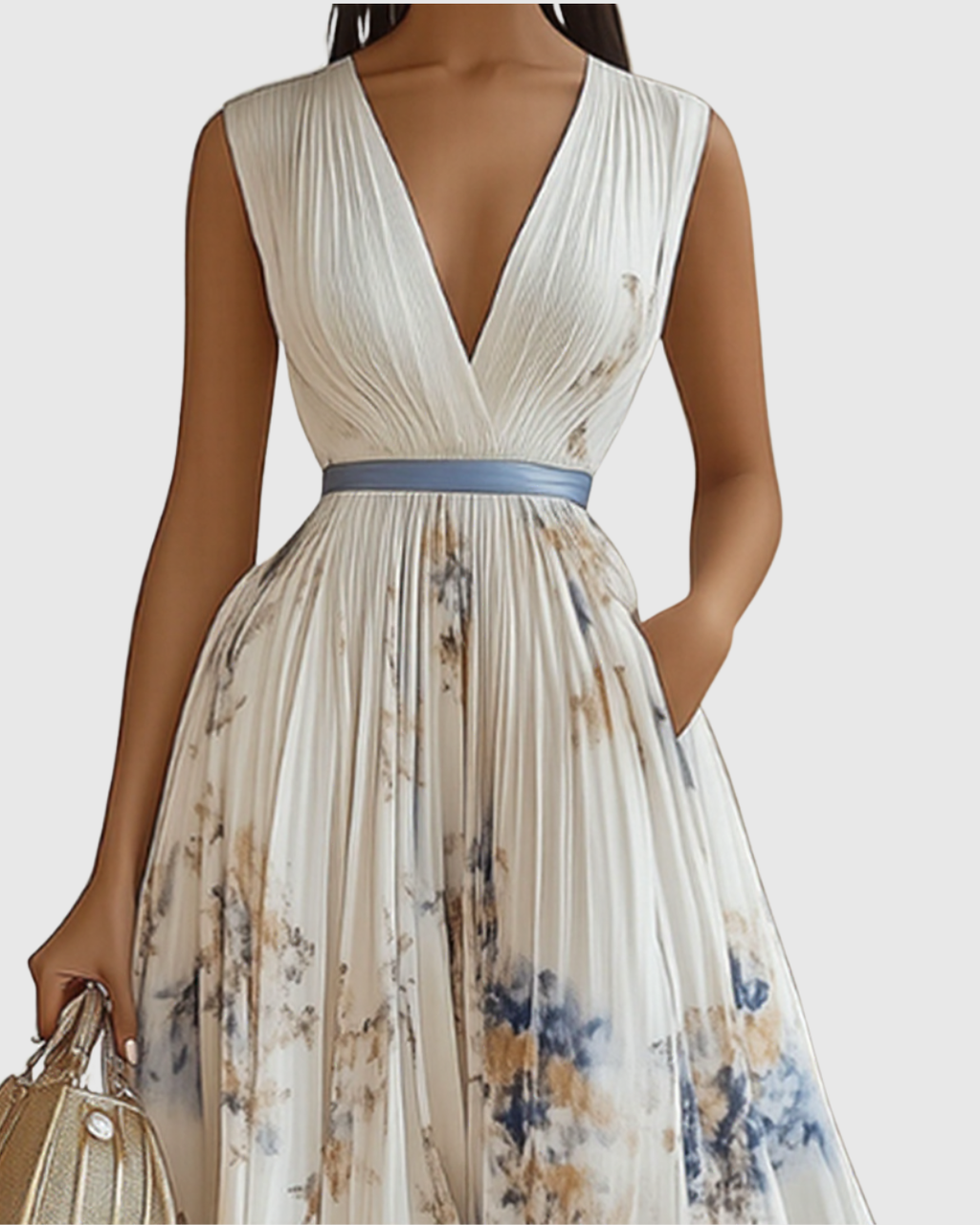 Rowella | Elegante Vestido Maxi con Pliegues