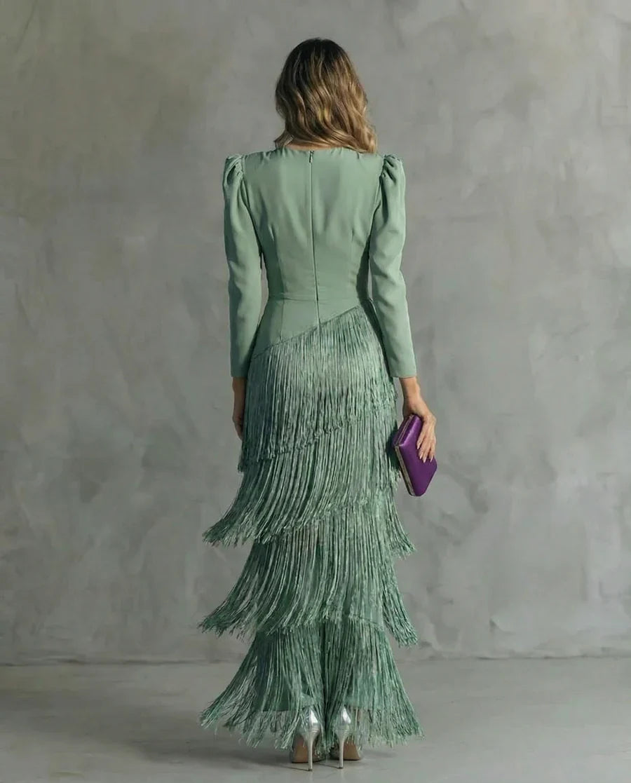 JULIA | Elegante Vestido con Mangas con Flecos