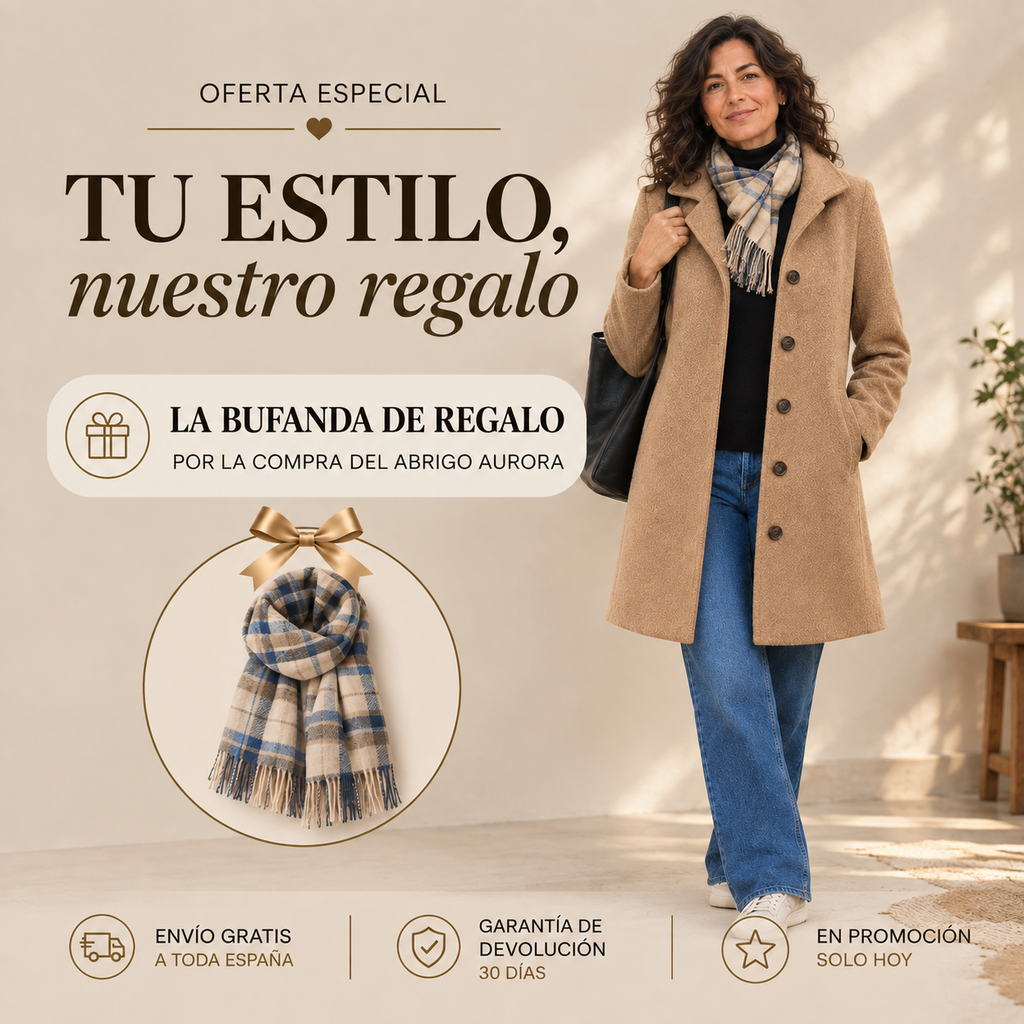 Aurora | Abrigo Clásico de Paño con Bufanda a Juego de Regalo