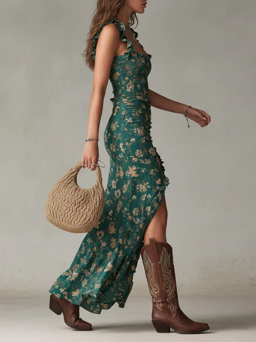 ELARA | Vestido Largo de Volantes