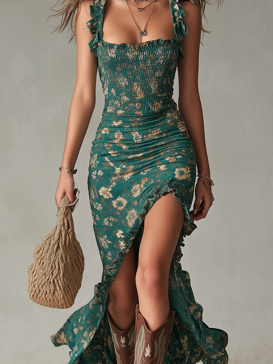 ELARA | Vestido Largo de Volantes