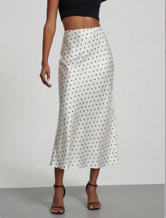 In-Stock Cross-Border Women's Clothing Wholesale European and American Style Elegant Satin Midi Skirt Slimming and Flowy
