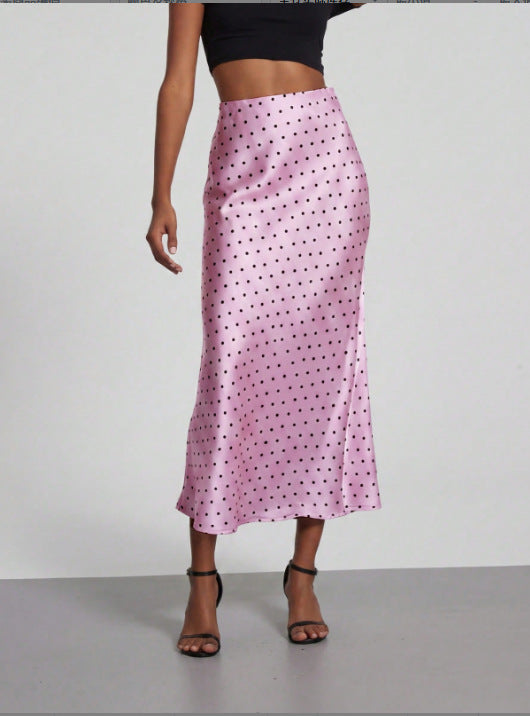 In-Stock Cross-Border Women's Clothing Wholesale European and American Style Elegant Satin Midi Skirt Slimming and Flowy