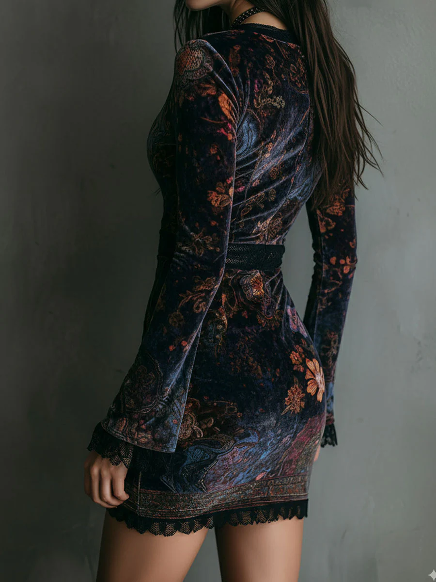 La Scintilla | Mini Vestido de Terciopelo con Escote Profundo