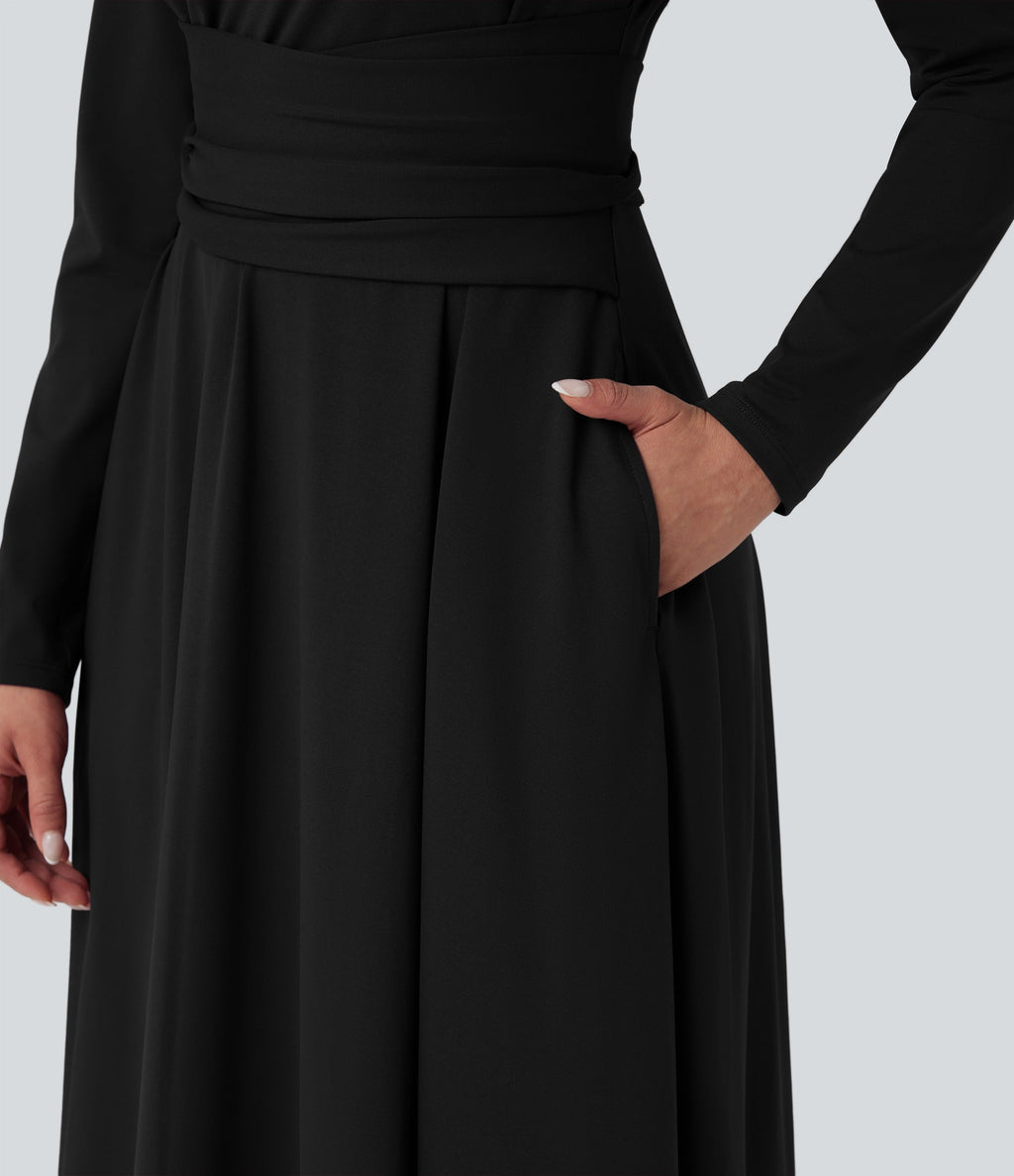 LUCÍA | Vestido Midi de Trabajo con Lazo Trasero
