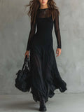 INDIA | Vestido Largo Holgado de Tul Negro.