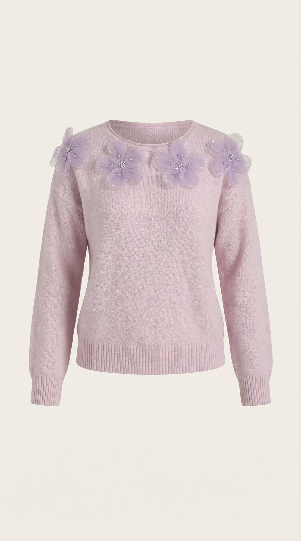 Suéter con diseño floral y escote redondo