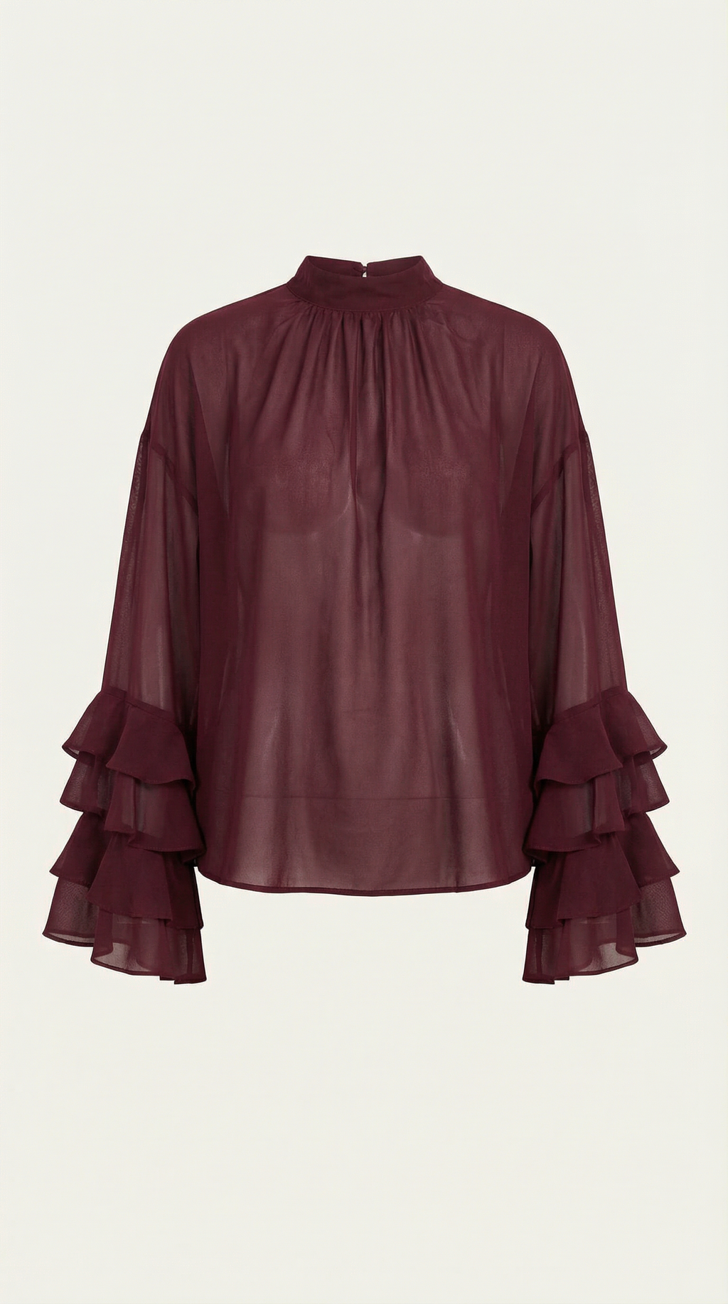 Top Alma transparente de cuello alto simulado