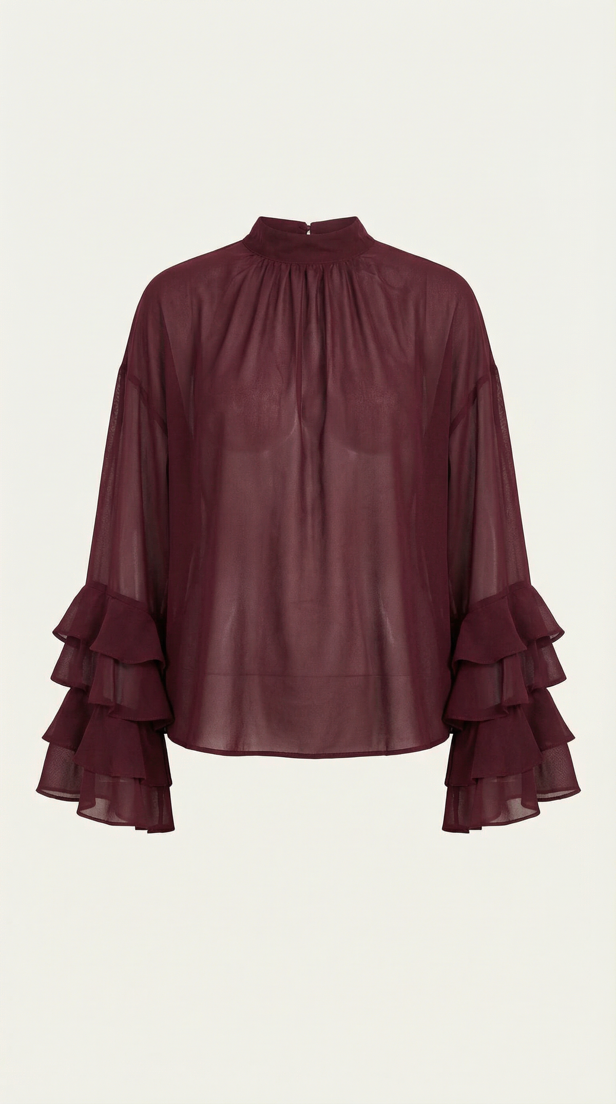 Top Alma transparente de cuello alto simulado