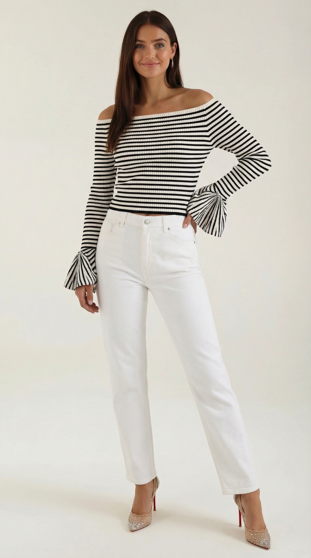 Camisa Rayada Anna con Mangas Abullonadas