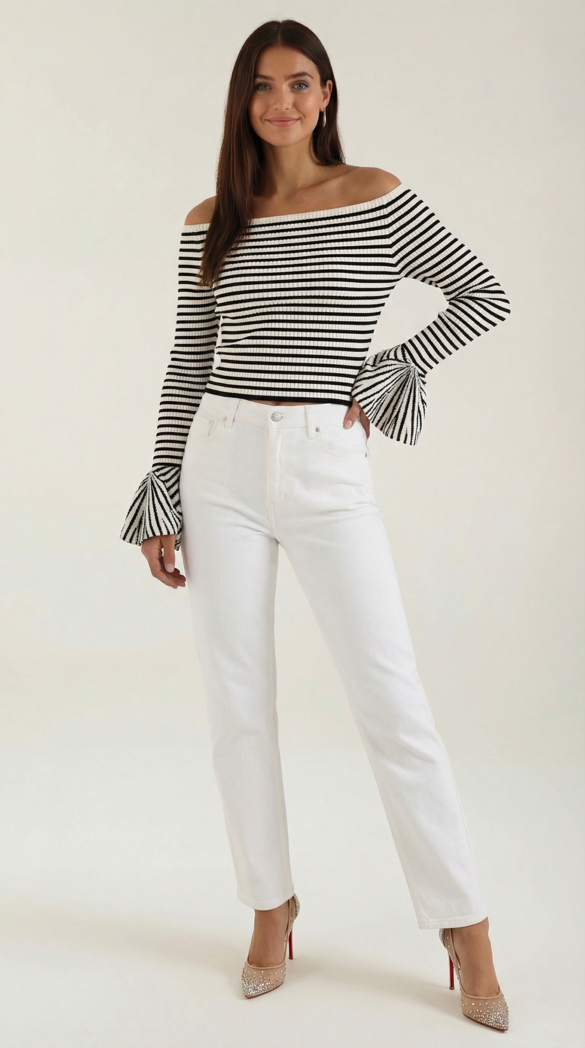 Camisa Rayada Anna con Mangas Abullonadas