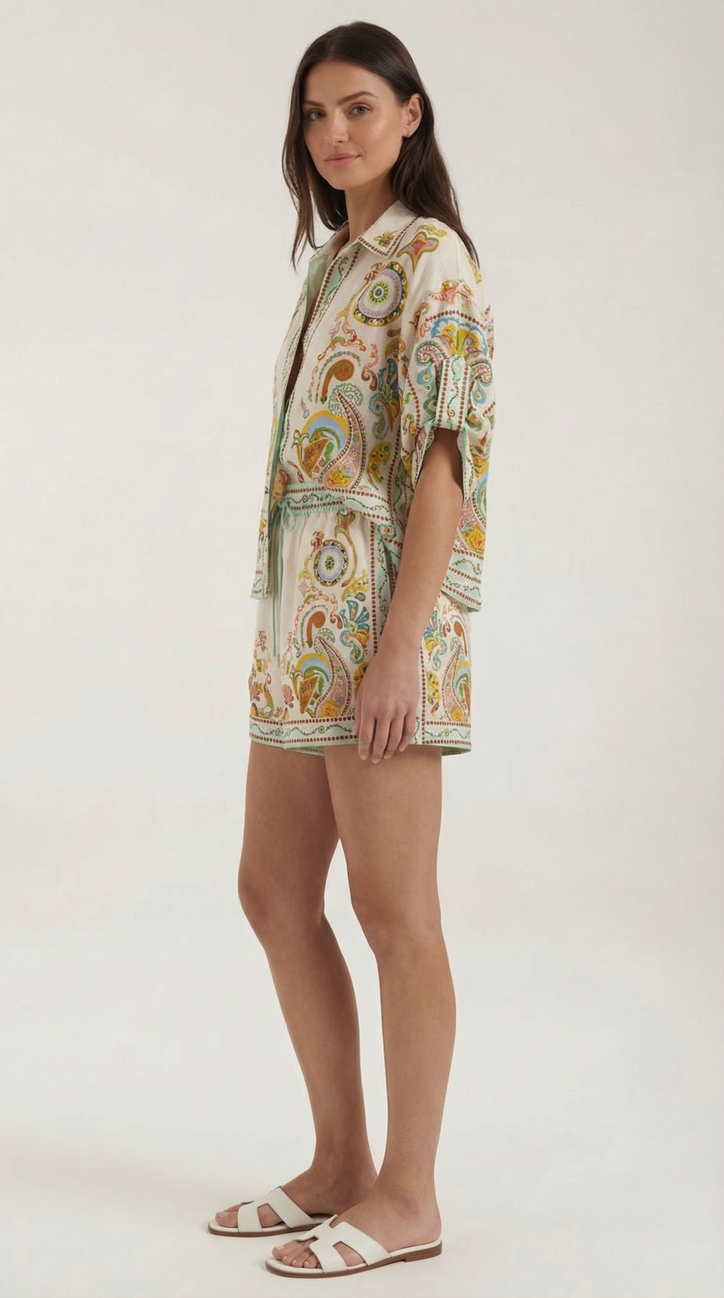 Conjunto Brenda: Camisa y pantalones cortos de estampado boho