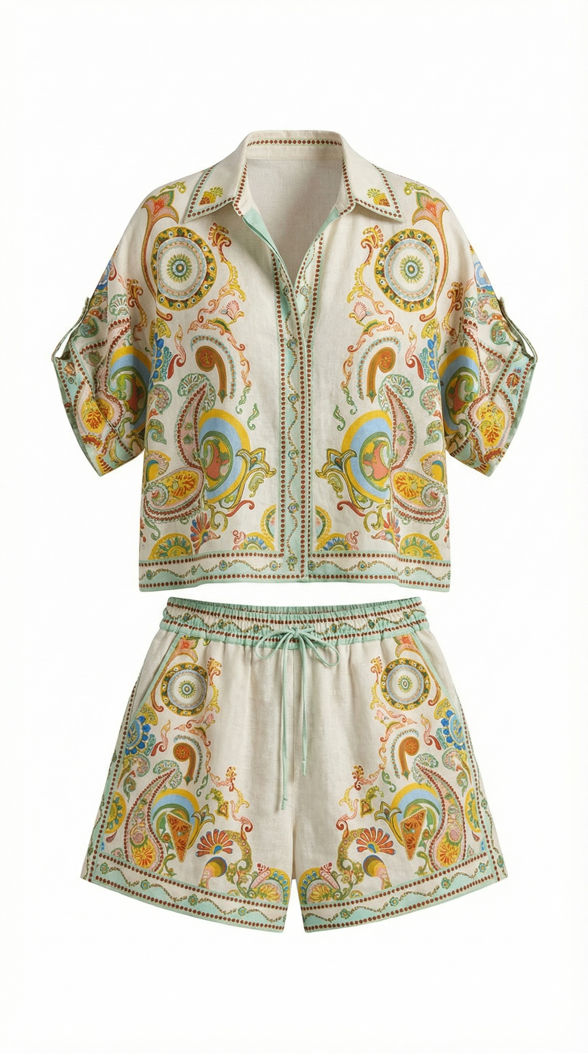 Conjunto Brenda: Camisa y pantalones cortos de estampado boho