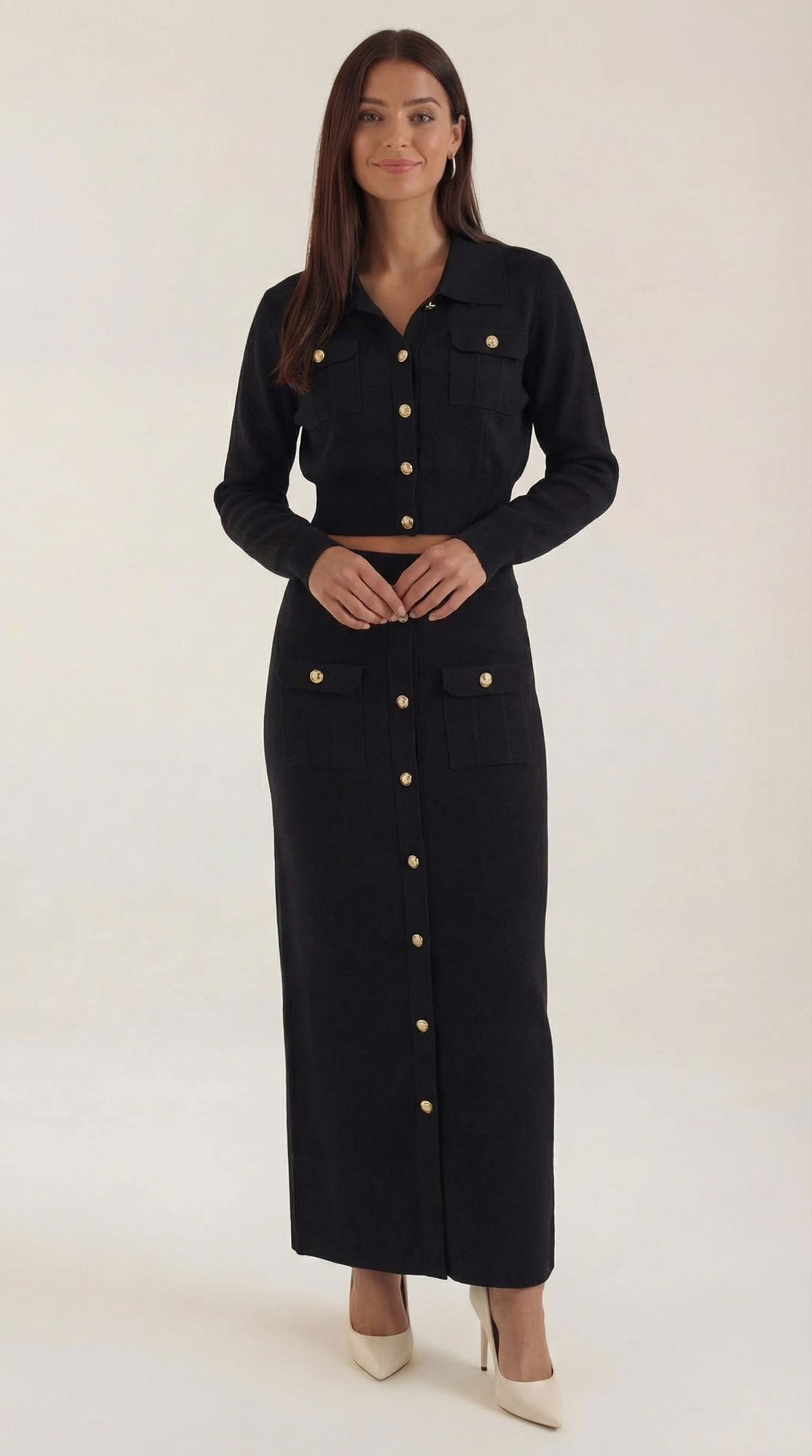 Evelyn Luxe Knit Set with Buttons