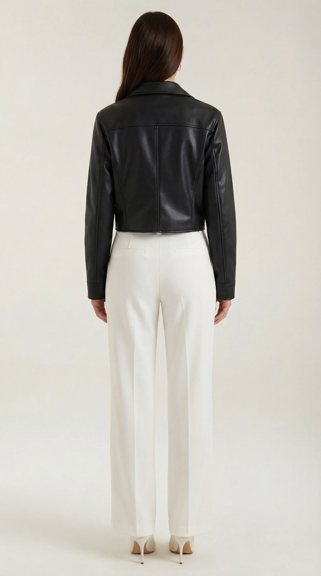 Chaqueta Cropped de Cuero Sintético Heather