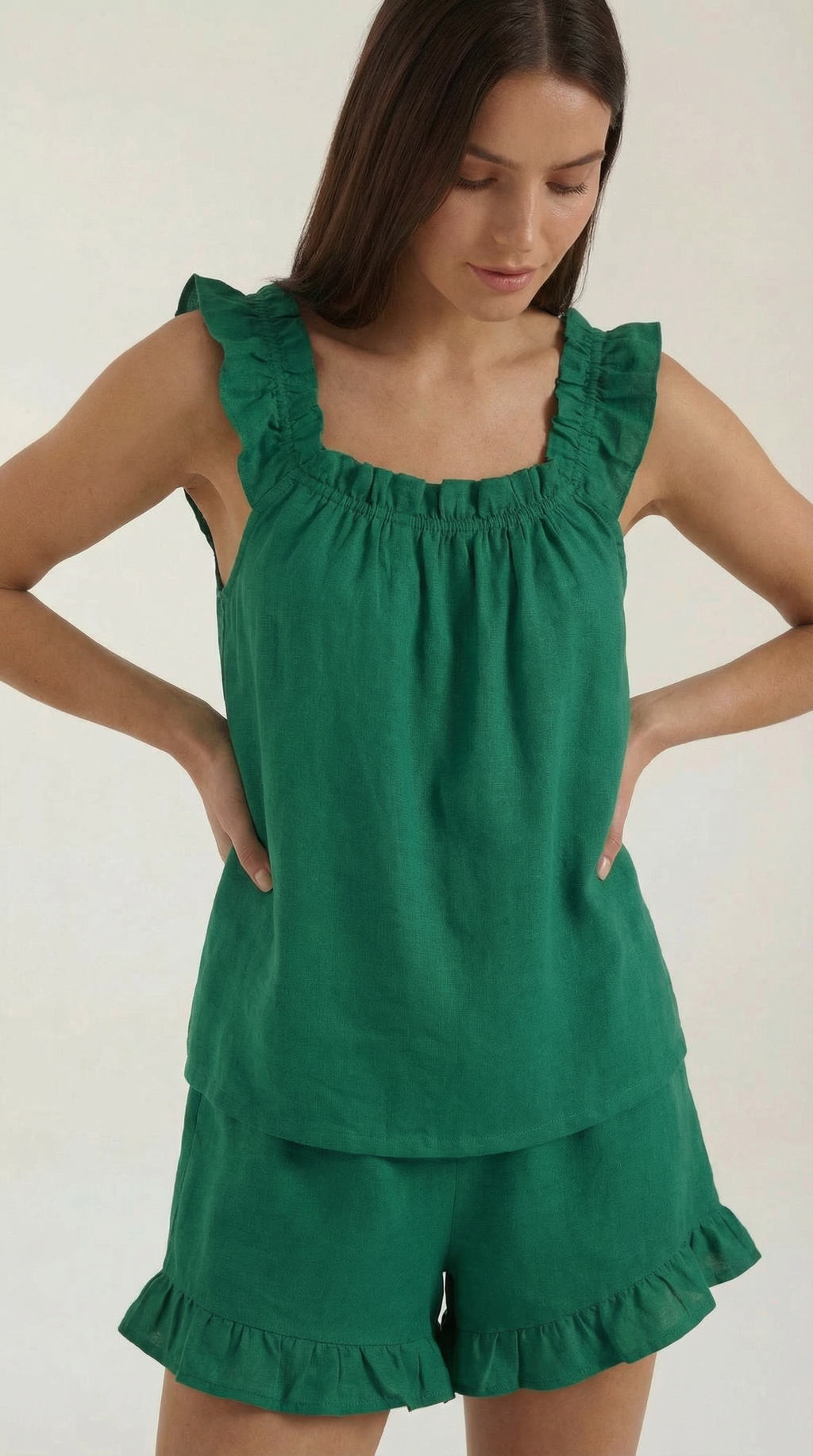 Conjunto Helen de algodón con detalles de volantes