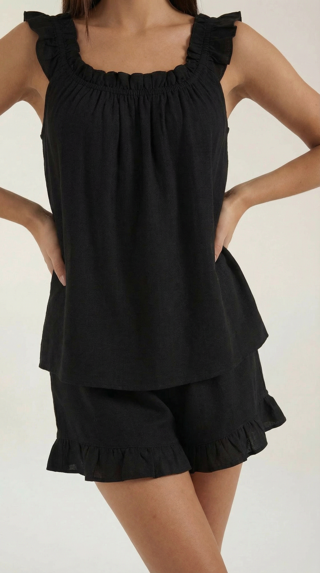 Conjunto Helen de algodón con detalles de volantes