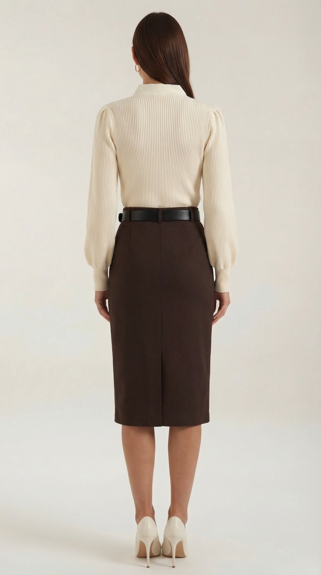 Suéter de punto acanalado con detalle de lazo