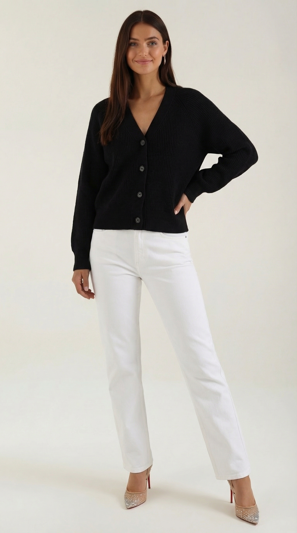 Cardigan Jessica con escote en V y cierre de botones