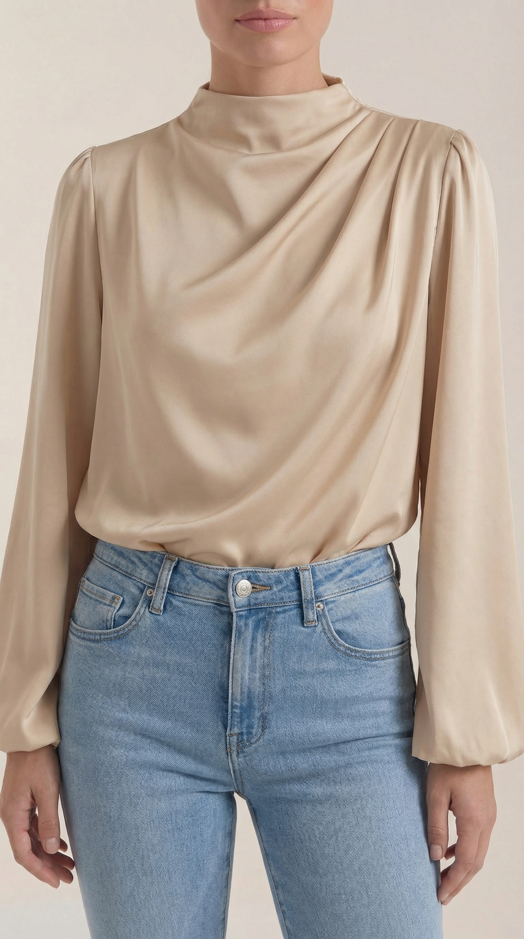 Blusa de Manga Larga Drapiada Marcia