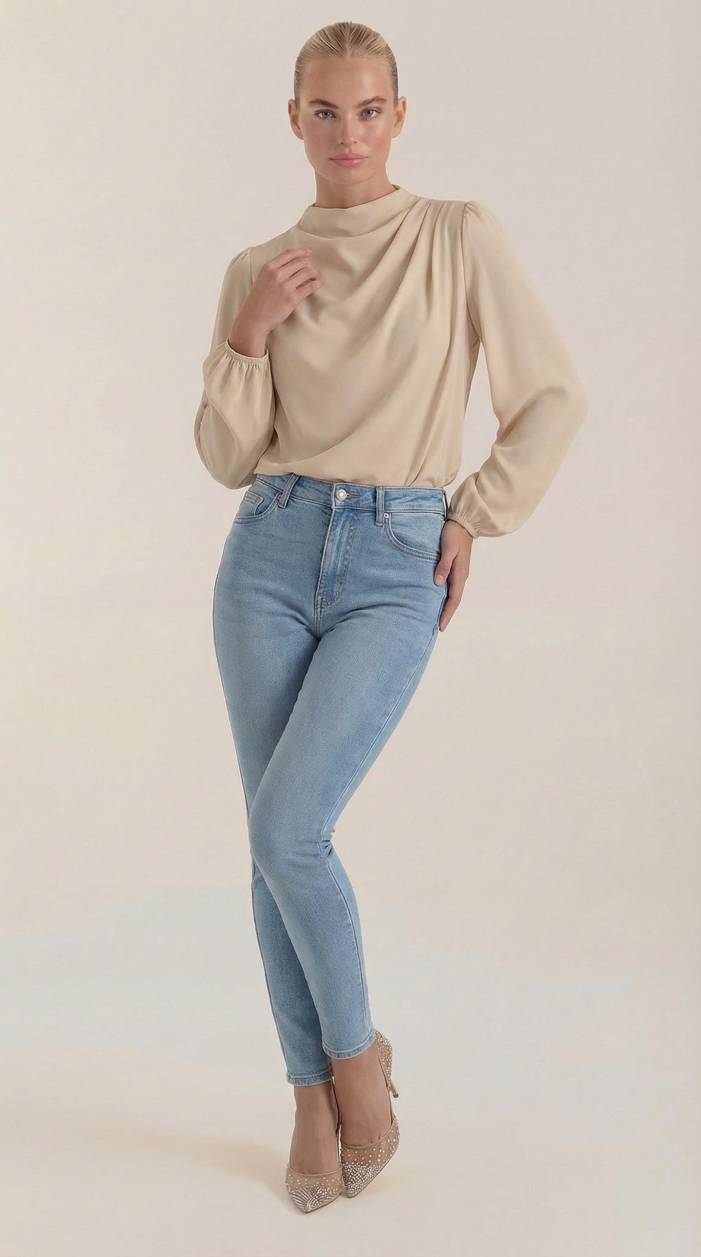 Blusa de Manga Larga Drapiada Marcia