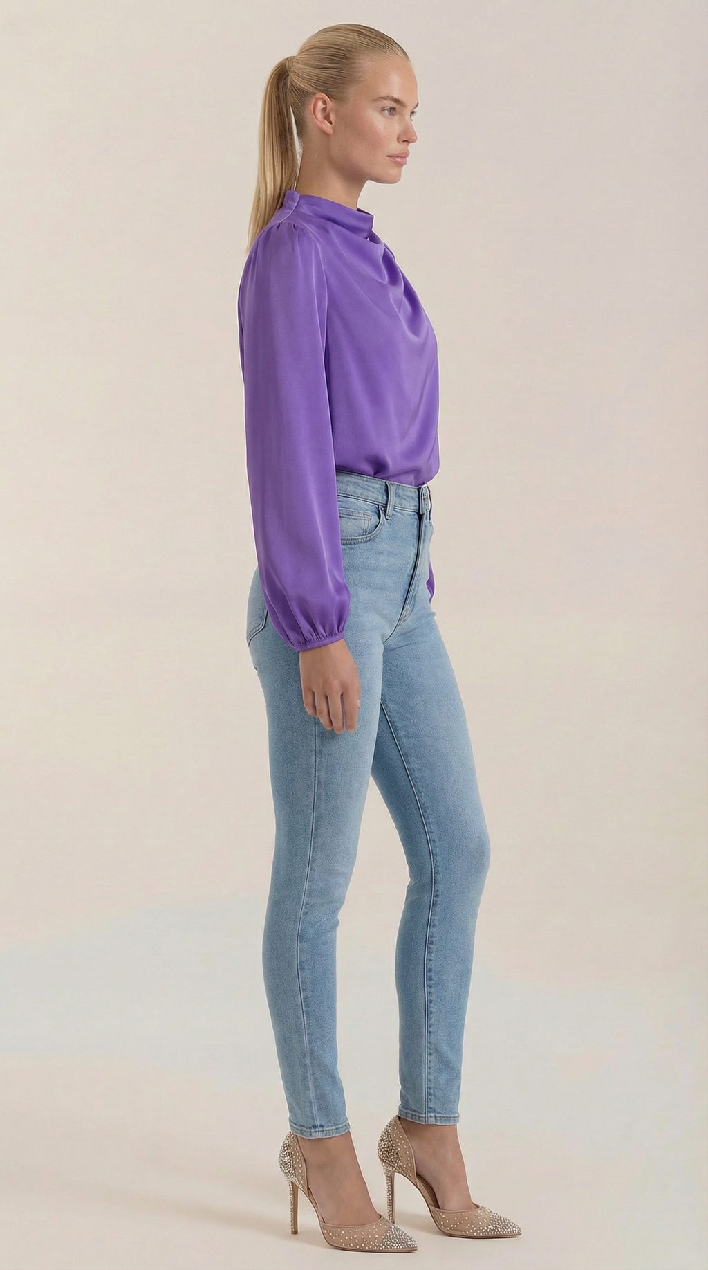 Blusa de Manga Larga Drapiada Marcia