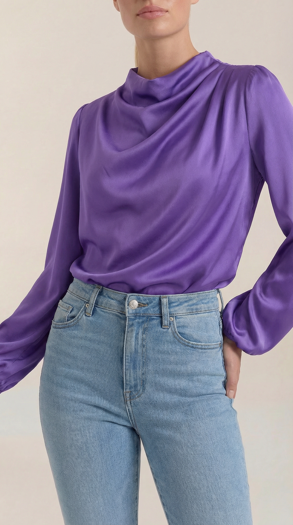 Blusa de Manga Larga Drapiada Marcia