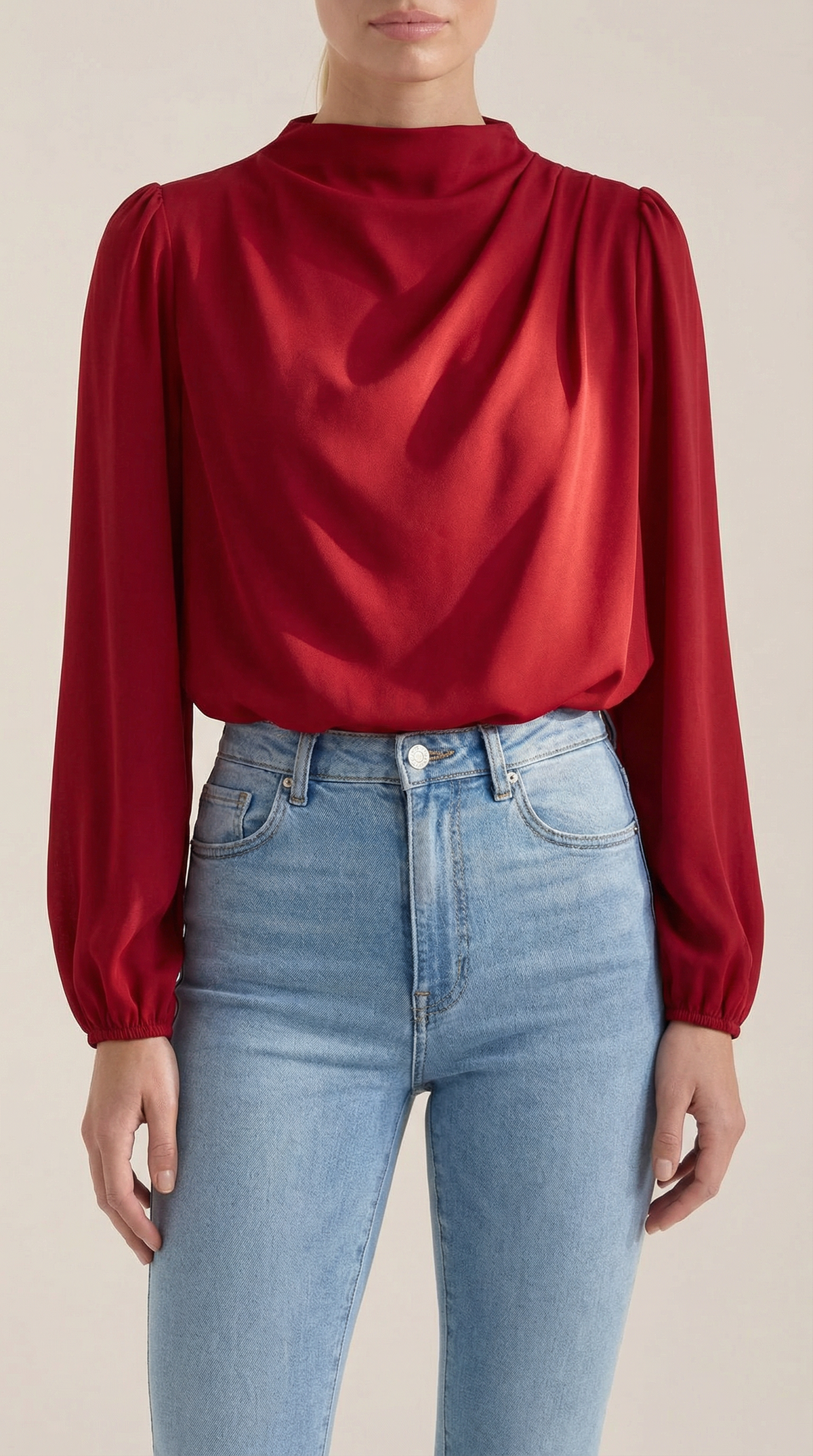 Blusa de Manga Larga Drapiada Marcia