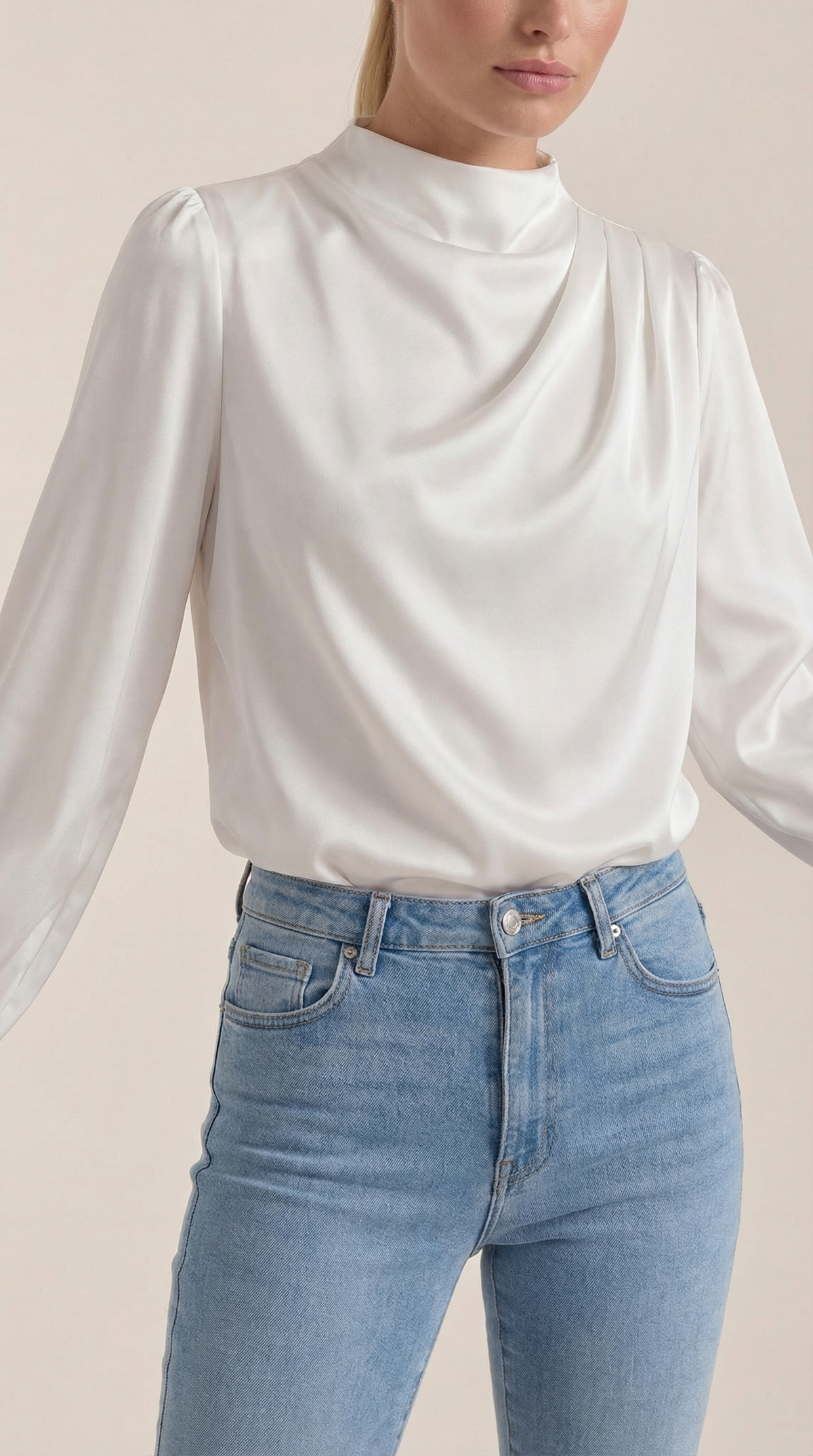 Blusa de Manga Larga Drapiada Marcia
