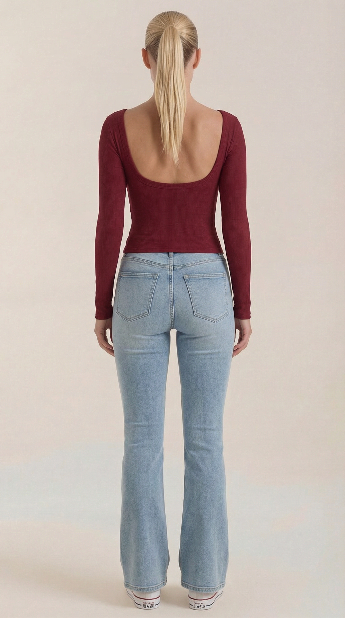 Marian Top de Manga Larga con Escote en U