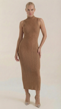 Vestido midi ajustado de cuello alto Sonia