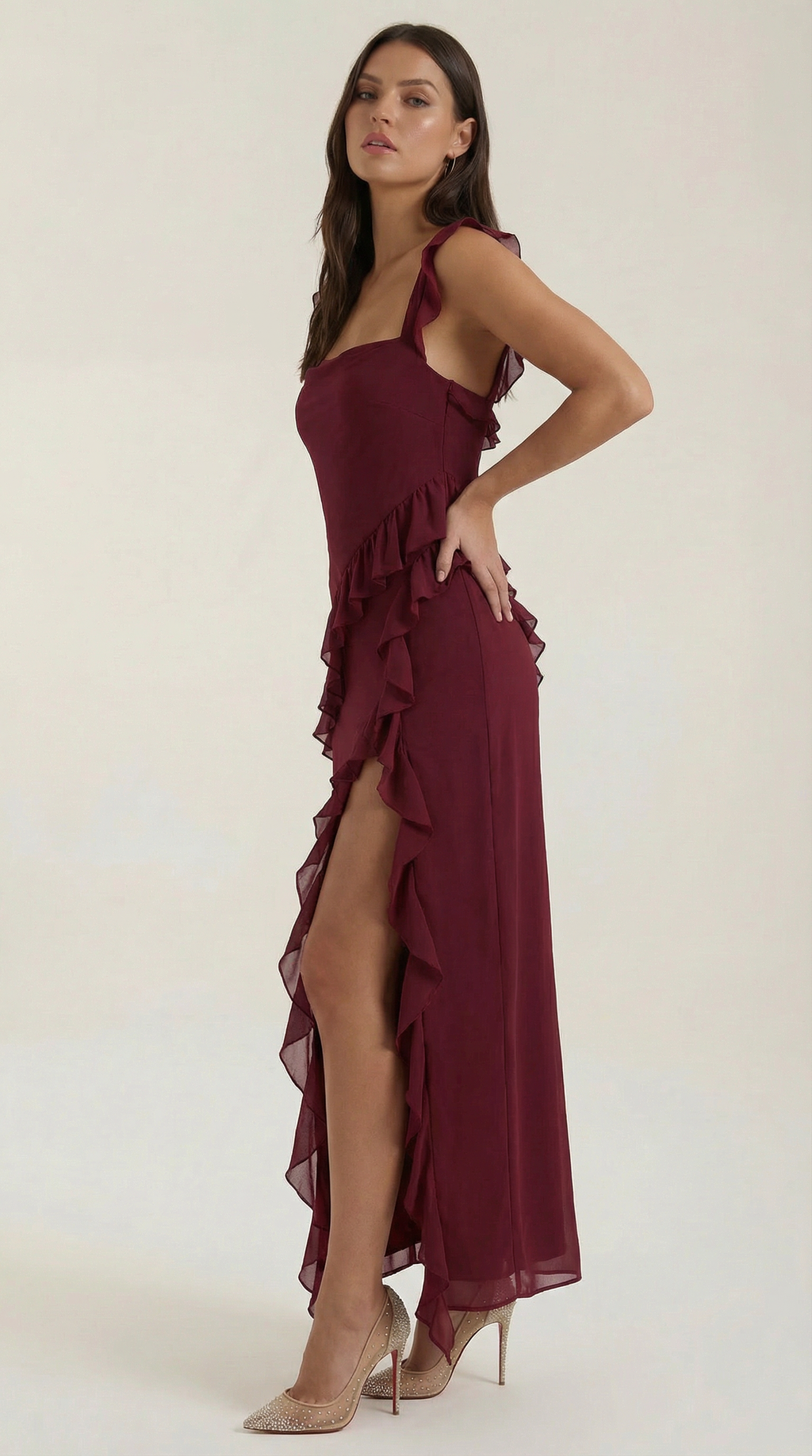 Maxi Vestido Susan con Detalles de Volantes