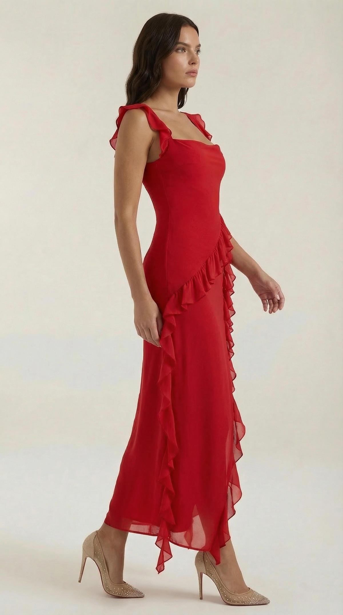 Maxi Vestido Susan con Detalles de Volantes