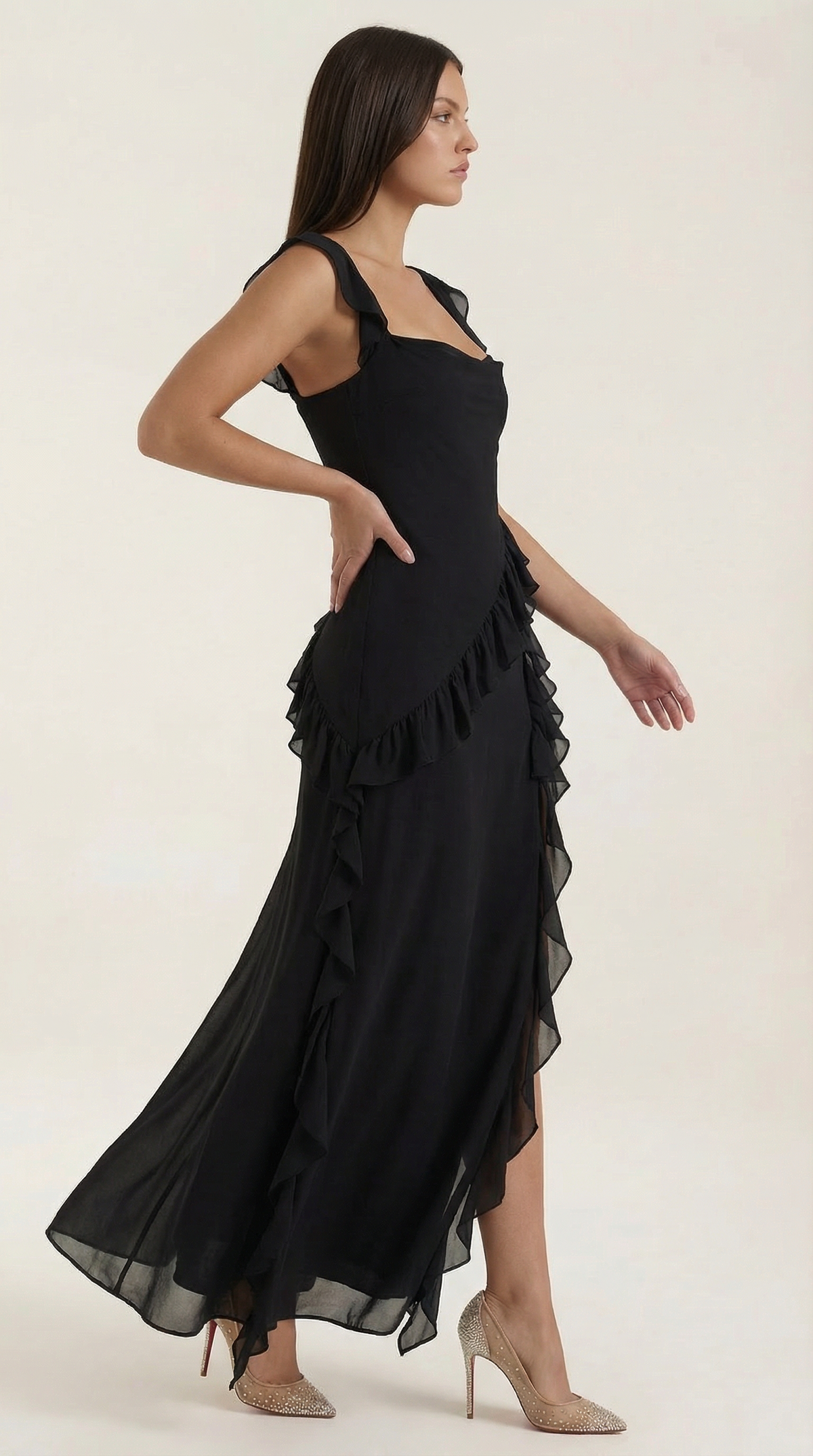 Maxi Vestido Susan con Detalles de Volantes