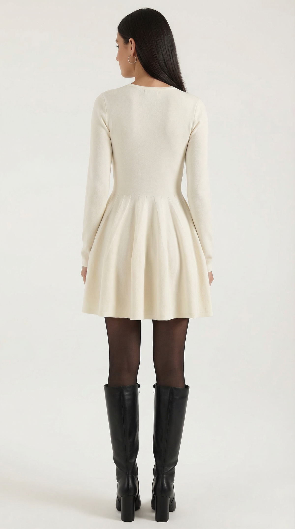 Tiffany Plisado Mini Vestido de Mangas Largas