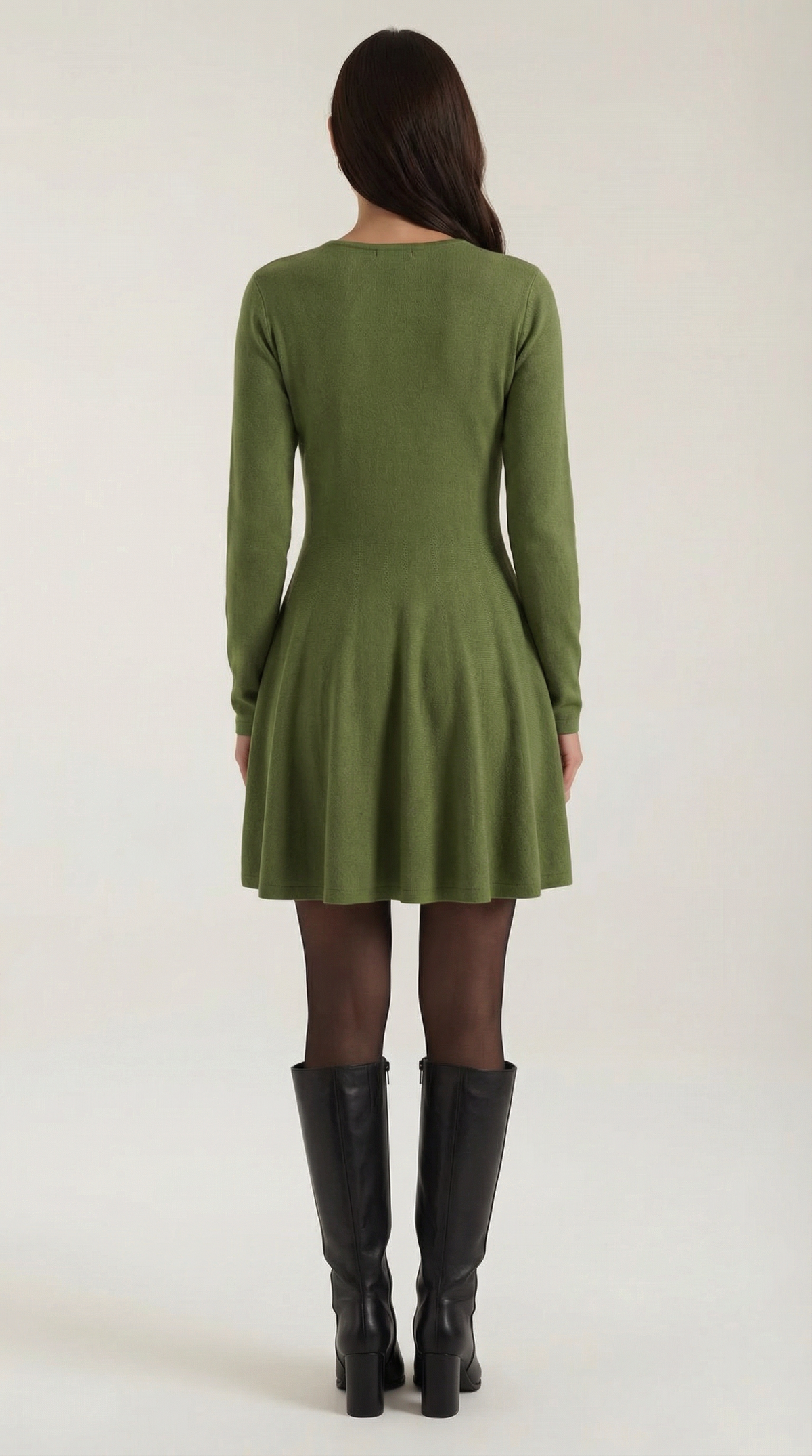 Tiffany Plisado Mini Vestido de Mangas Largas
