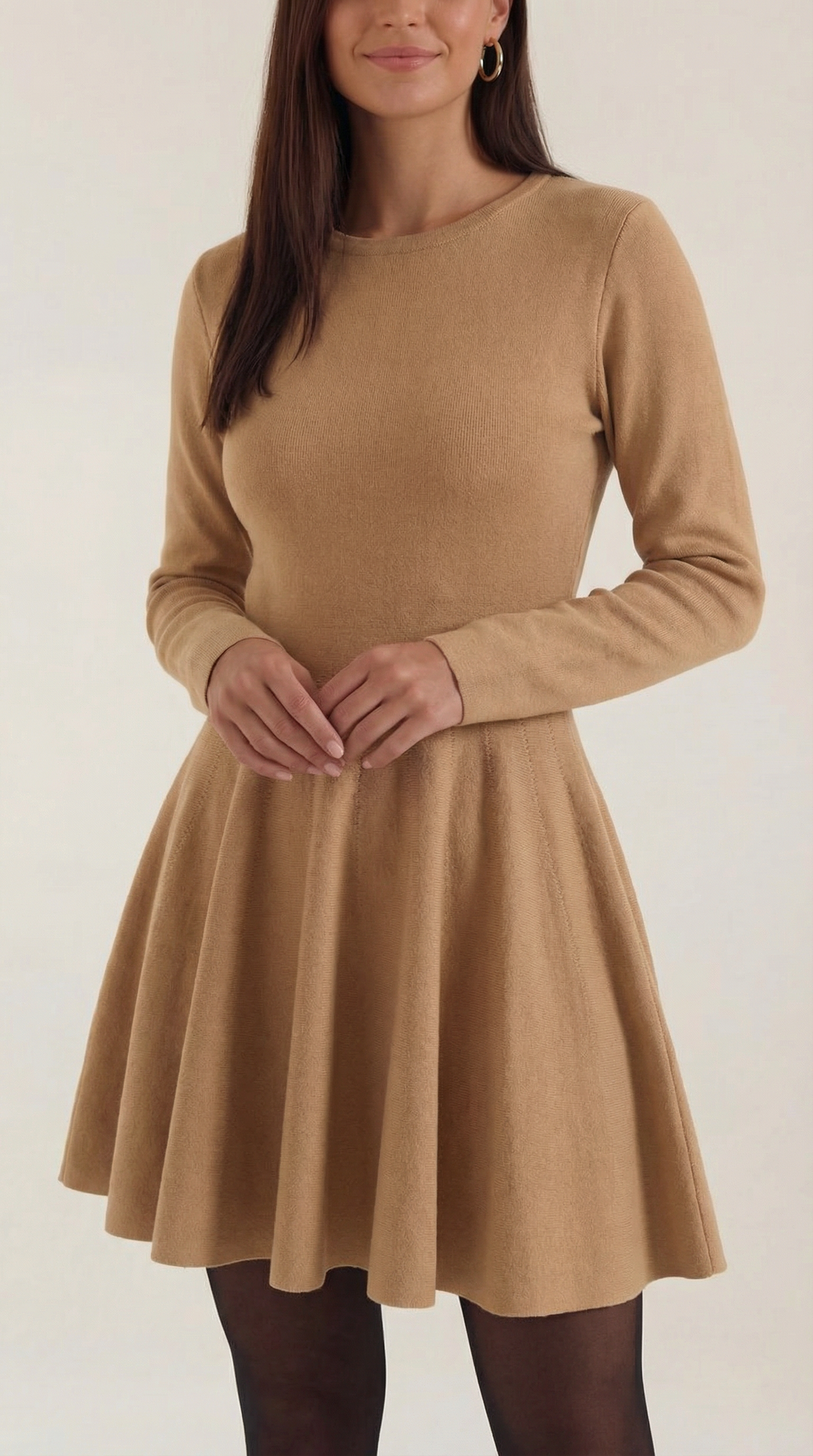 Tiffany Plisado Mini Vestido de Mangas Largas
