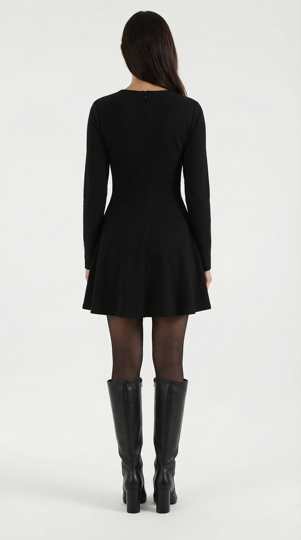 Tiffany Plisado Mini Vestido de Mangas Largas