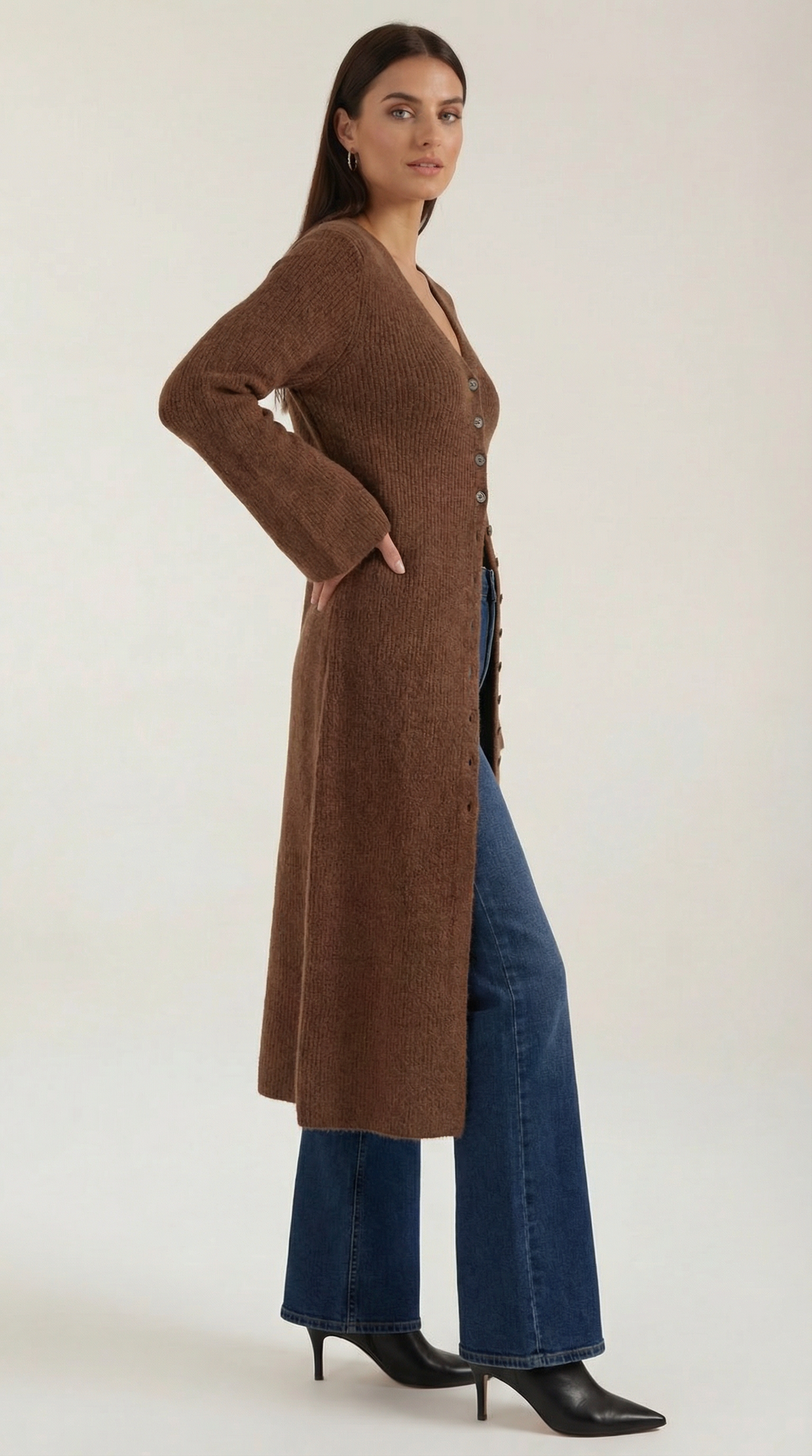 Cárdigan Maxi de Punto 'Valerie' con Escote en Forma de V