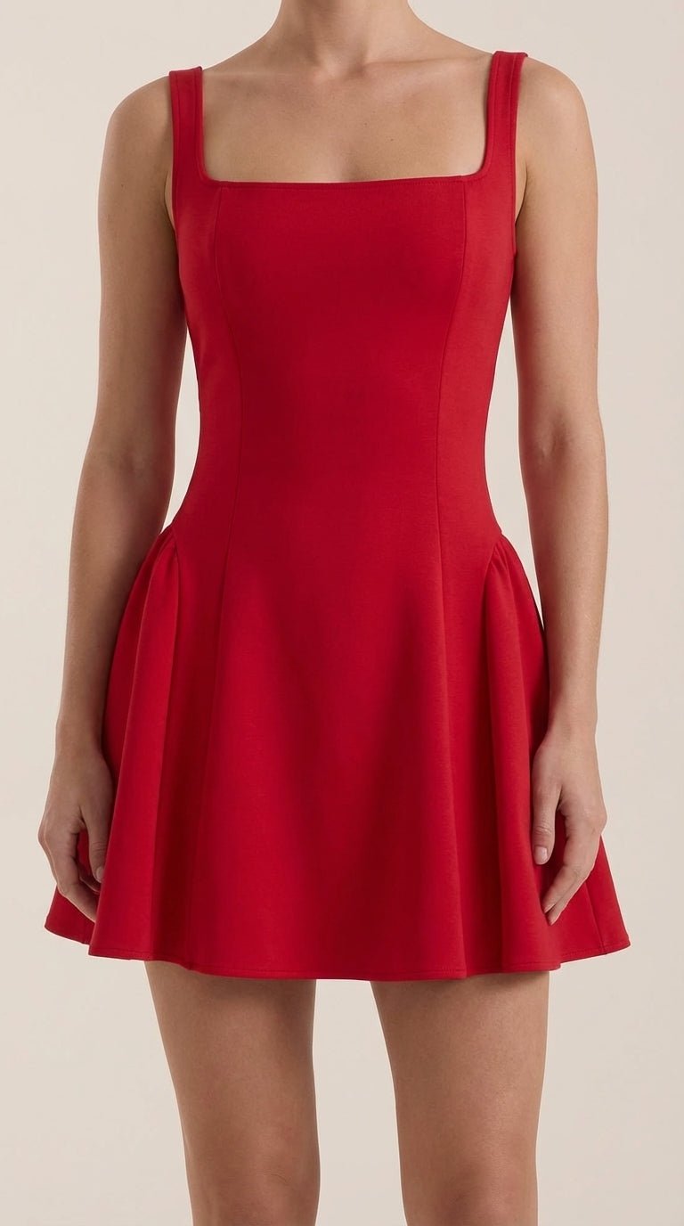 Dixie Mini Plisado Acampanado Vestido