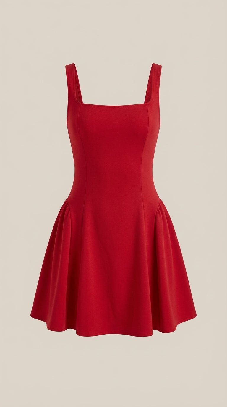 Dixie Mini Plisado Acampanado Vestido