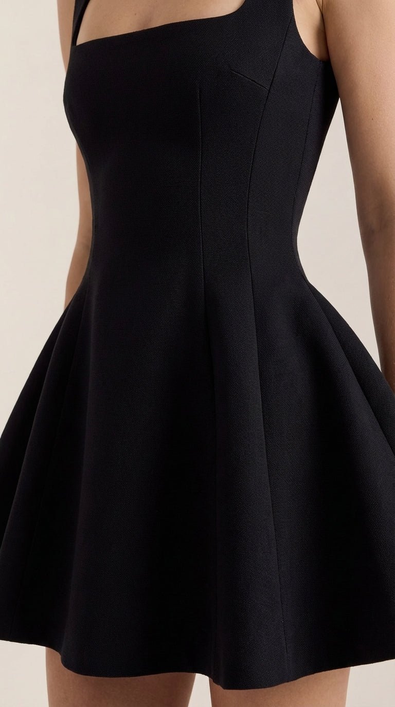Dixie Mini Plisado Acampanado Vestido