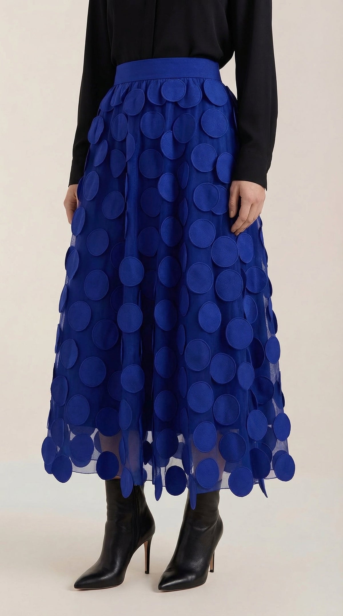 Falda Midi de Malla con Detalles de Puntos Olga