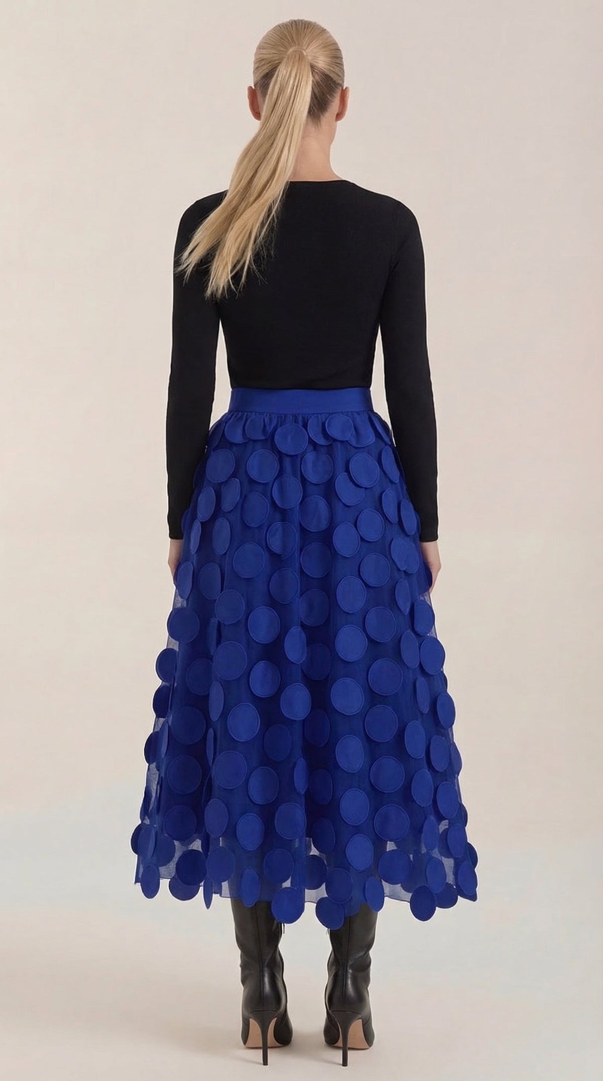 Falda Midi de Malla con Detalles de Puntos Olga
