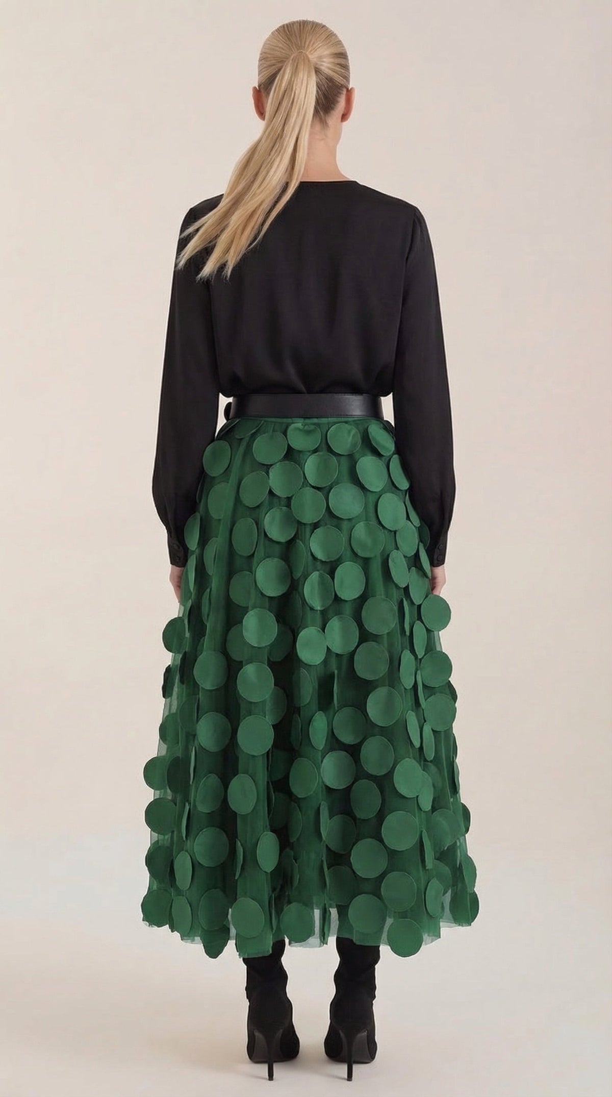 Falda Midi de Malla con Detalles de Puntos Olga