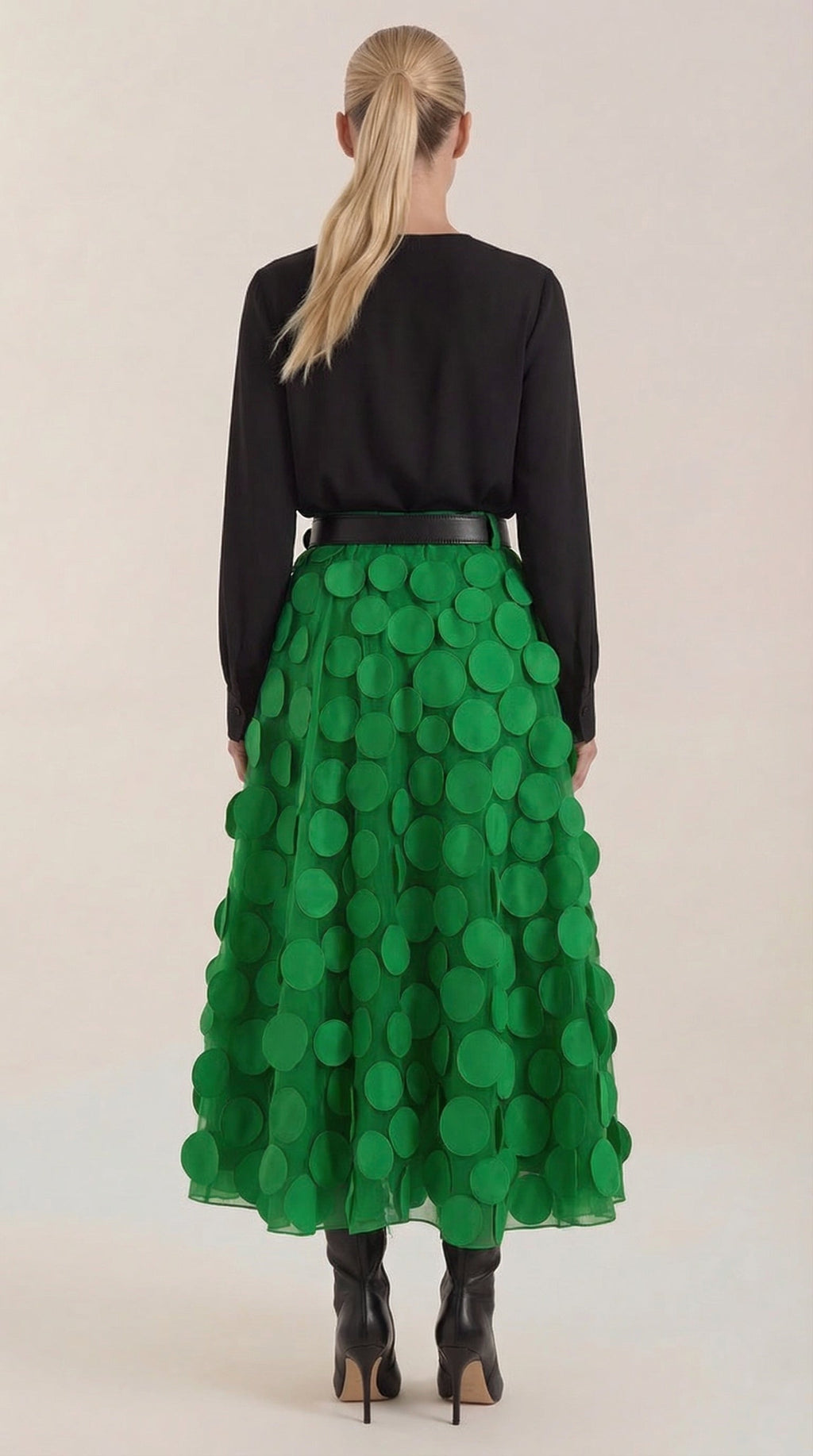 Falda Midi de Malla con Detalles de Puntos Olga