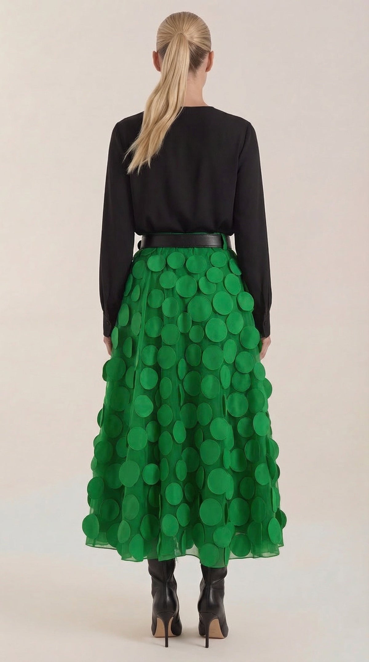 Falda Midi de Malla con Detalles de Puntos Olga