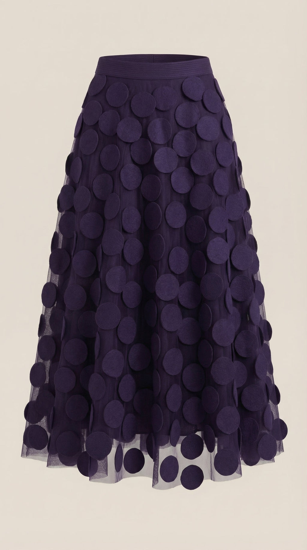 Falda Midi de Malla con Detalles de Puntos Olga